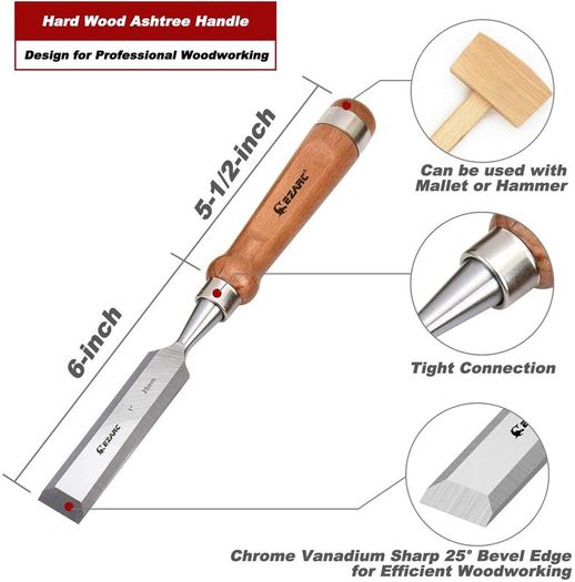 BRAND NEW 6pcs Wood Chisel Set for Woodworking CRV Steel with Walnut Handle in Wooden Premium Box