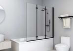 Folding Shower Enclosure 3 Panels ESG 130x138 cm Black