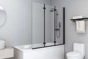 Folding Shower Enclosure 3 Panels ESG 130x138 cm Black