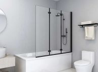 main image for ad Folding Shower Enclosure 3 Panels ESG 130x138 cm Black