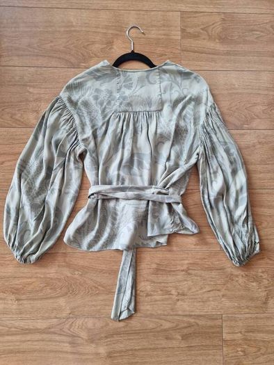 Ted Baker Sage Green Floral Wrap Blouse Size 2 UK 10