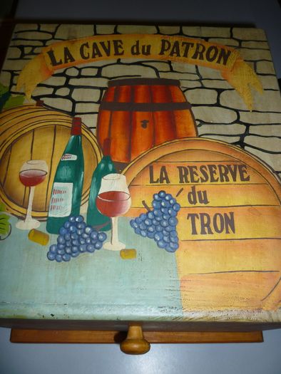 Wine rack Wooden Storage Box Crate Hand Painted. Vintage