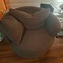 L couch, swivel love seat and large footstool Image 4