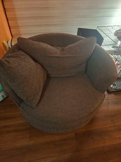 L couch, swivel love seat and large footstool