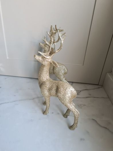 Gold Glitter Christmas Reindeer x 2