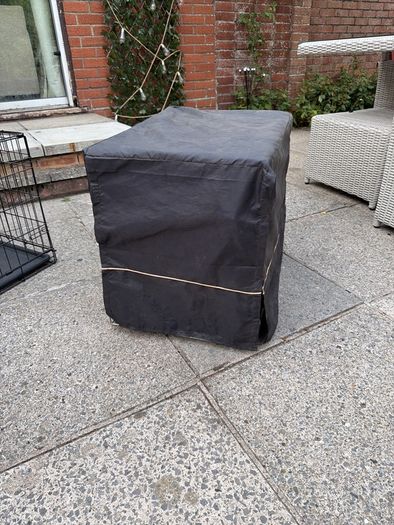 Small dog crate and black out cover