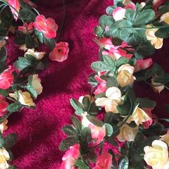 Selection 2 - 2 x Pink and Peach Rose Fake Artificial Flowers  Garland, approx 2.5m long each Wedding Arch