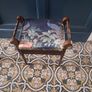 Antique piano stool upholstered in peacock fabric Image 4