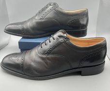 Loake Black Leather Woodstock Brogue Mens Shoes Size UK 7.5 G - Wide Fit