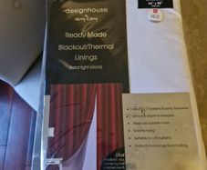 Blackout curtain linings, as new, unopened
