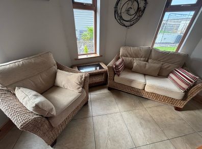2 seater couch, 1 seater and Coffee Table