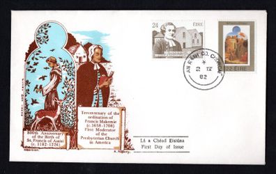 1982 Ireland 800th anniversary of the Birth of St Francis of Assisi: 300th Anniversary of the Ordination of Francis McKemie Commemorative Stamps Hibernian First Day Cover (FDC)