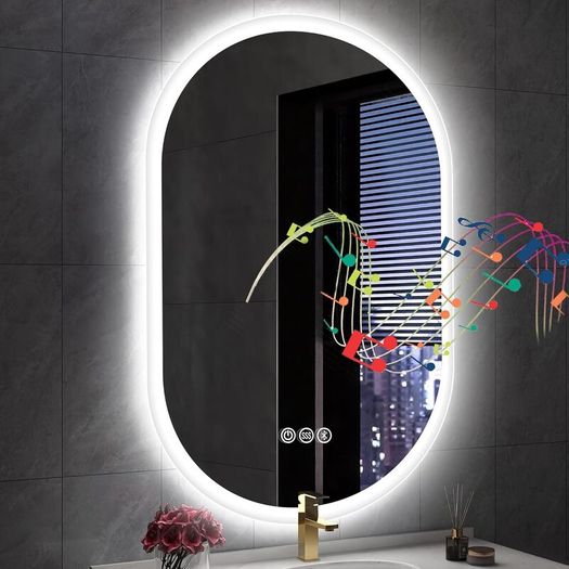 LED Oval Bathroom Mirror  Bluetooth an Anti Fog