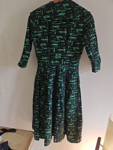 Trashy Diva by Candice Gwinn Vintage Style Green & Black Midi Dress
