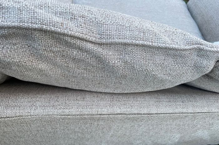 Beige L shaped corner sofa