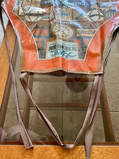 1970s 80s Quality St Bernard Dunnes PVC Apron with Cotton Ties Charing Cross Station