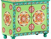 Hand Painted Sideboard Multicolour 70x35x60 cm Solid Mango Wood