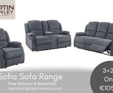 New 3+2+1 Grey Fabric Sofa Sets Sofia Range