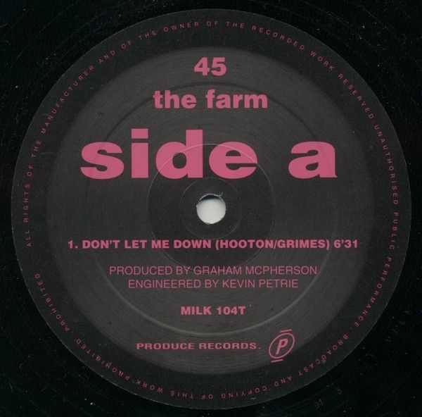 The Farm - Don't Let Me Down - Vinyl Excellent Condition..!
