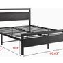 King Size Bed Frame with Wood Headboard,Heavy Duty Metal Platform Bed Image 9