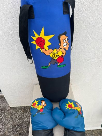 childs boxing bag and gloves
