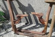 Pair of Old Cast Iron School Desk Ends