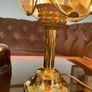 Mid Century Chic Brass Stylised Lamp with Smokey Glass Shade 1970s Image 4