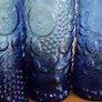 Set Of 5 Vintage Blue Fruit Embossed Design Tumblers / 5 glasses / Neiman Marcus / 1970s Image 3