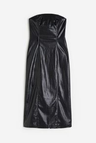 H&M Womens Black Crocodile-patterned Coated bandeau dress EU 42