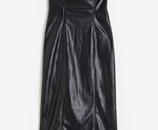 H&M Womens Black Crocodile-patterned Coated bandeau dress EU 42