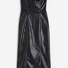 H&M Womens Black Crocodile-patterned Coated bandeau dress EU 42