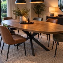Ez Living Oval Oak Dining Table 200cm Brand New