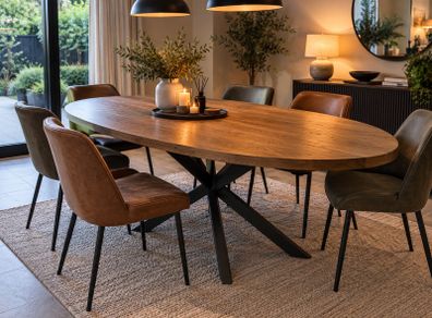 Ez Living Oval Oak Dining Table 200cm Brand New