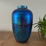 Colver France art glass, signed, iridescent blue, collectors item, vase Image 2