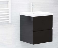 Sink Cabinet with Built-in Basin High Gloss Black Chipboard