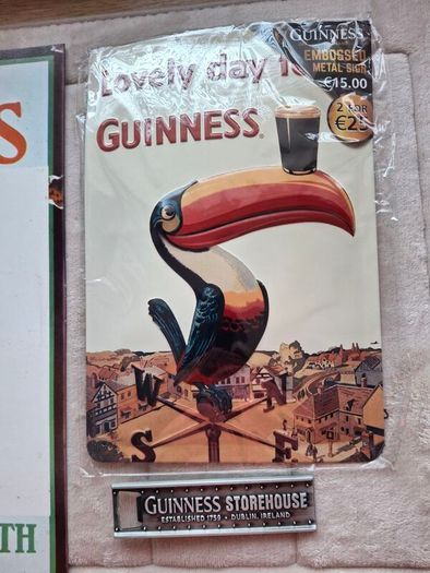 Guinness  Strong Heavy Metal Notice Board or Sign ,  Guinness  Metal Toucan  Sign , Guinness Metal Bottle Opener