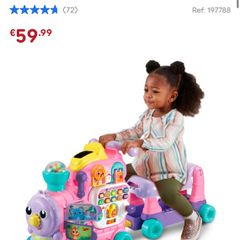 VTech Baby 4-in-1 Alphabet Train Ride On Pink