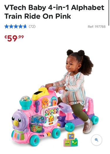 VTech Baby 4-in-1 Alphabet Train Ride On Pink