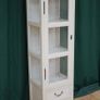 Slim Cream Glazed Display Cabinet with Drawers Image 3