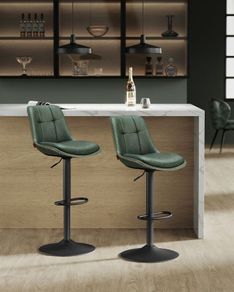 Bar Stools Set of 2 with Backrest  Green Black Grey Brown