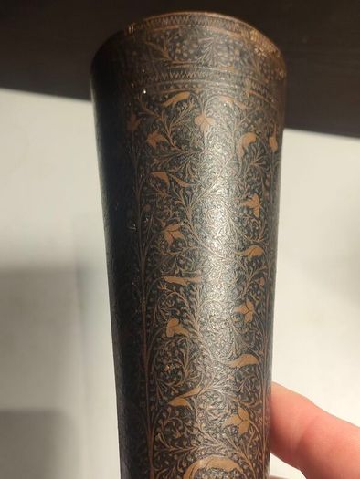 A Pair of British Raj Niello Bronze/Brass Vases