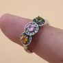 Vintage 925 Sterling Silver Multi-Stone Tourmaline Adjustable Ring Image 5
