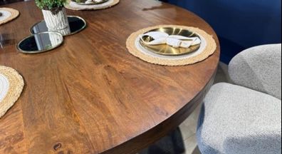 Round Dining Table with Starburst Legs, Ex Display Like New