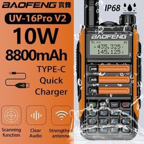 BaoFeng UV-16 P 10w High Power Walkie Talkie TYPE-C Charger Long Range Waterproof UV16 Transceiver Ham Two Way Radio