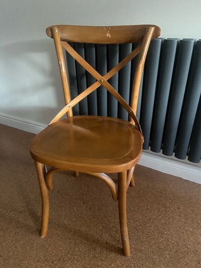 Vintage Rattan Bentwood X Cross back dining chair Farmhouse Country