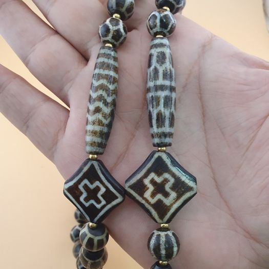 Rare Antique Burmese Pumtek Pyu Petrified Wood Beads Necklace