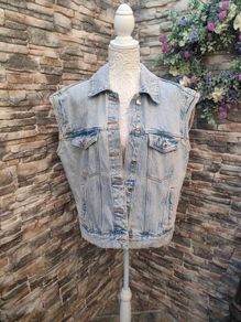 Denim Sleeveless jacket 80s 90s style on trend  size 12 Postage included