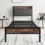 3ft Single Bed Frame with Storage Headboard,Heavy Duty Metal Upholstered Platform Bed Frame,Mattress Foundation/Strong Steel Slat Support/Under-bed Storage/Easy Assembly Image 5