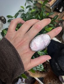1 Stunning Purple Mica Stone  Lepidolite Meditation Reiki Crystal Dystopian Ring Size 8