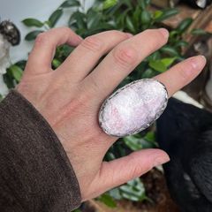1 Stunning Purple Mica Stone  Lepidolite Meditation Reiki Crystal Dystopian Ring Size 8